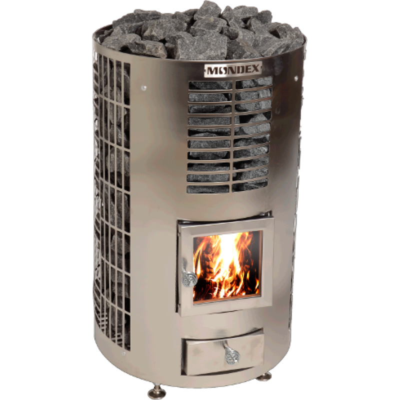 Woodburning sauna stove - MONDEX KLAPI, stainless steel