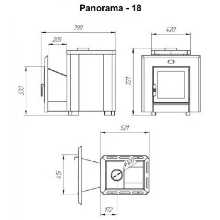 Woodburning sauna heater - NOVA PANORAMA 18