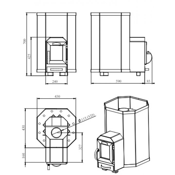 Woodburning sauna stove - STOVEMAN 13-LS