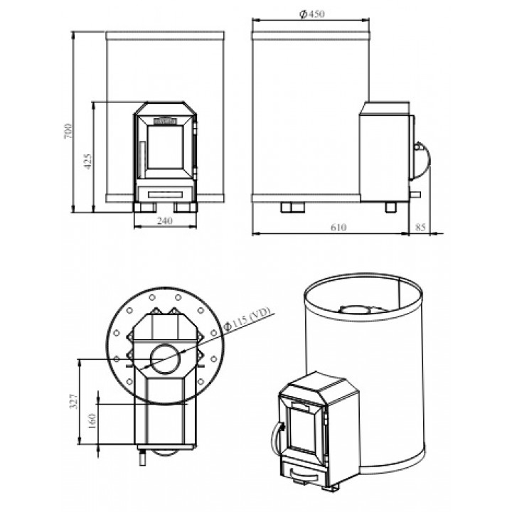 Woodburning sauna stove - STOVEMAN 13R-LS