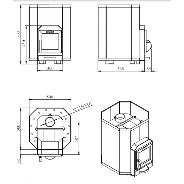 Woodburning sauna stove - STOVEMAN 16 HEAVY