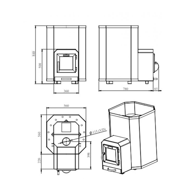 Woodburning sauna stove - STOVEMAN 24 LS HEAVY