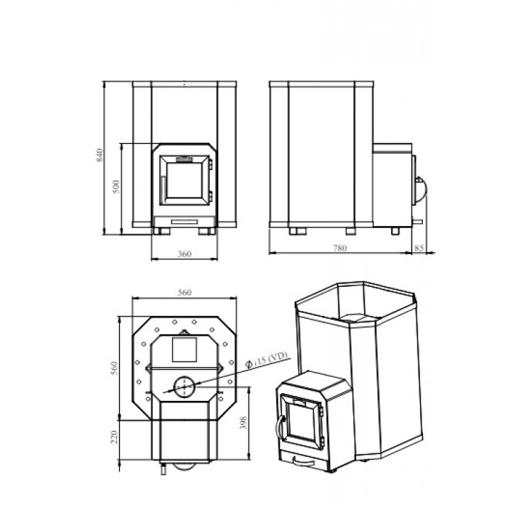Woodburning sauna stove - STOVEMAN 24 LS