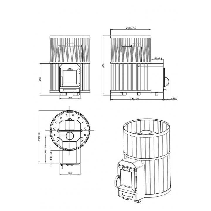 Woodburning sauna stove - STOVEMAN CROWN 20R-LS