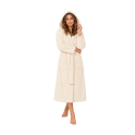 Cotton velour hooded bathrobe, cream - 0