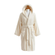 Cotton velour hooded bathrobe, cream