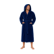 Cotton velour hooded bathrobe, blue
