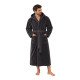 Cotton velour bathrobe with hood, gray