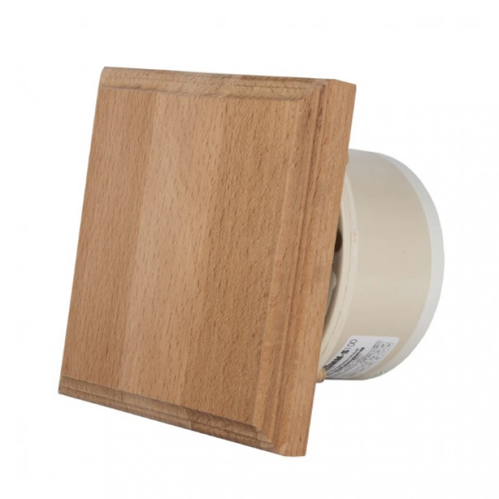 MM-S sauna fan with back valve and square shaped wood finish d/100mm