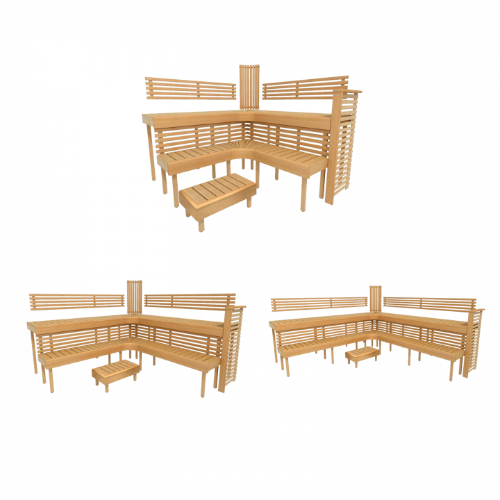 Modular sauna bench PREMIUM, Alder