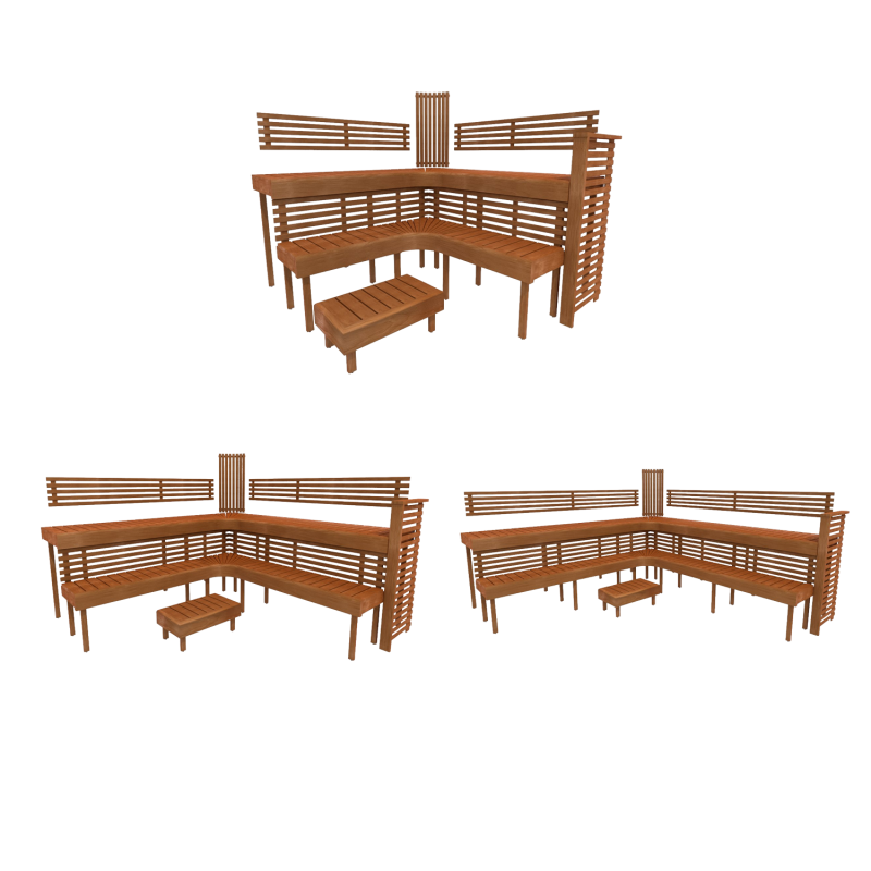 Modular sauna bench PREMIUM, Thermo aspen