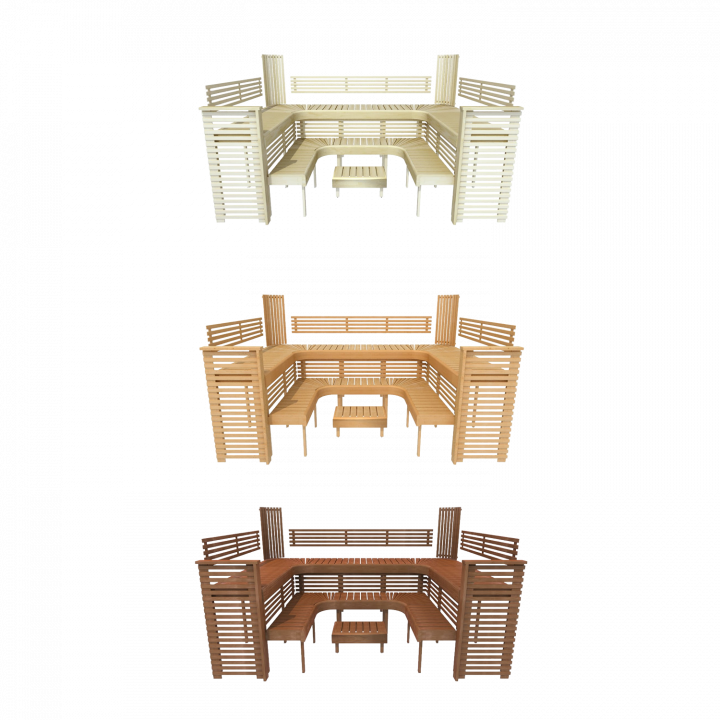 Modular sauna bench PROFESSIONAL, 3200x2090mm