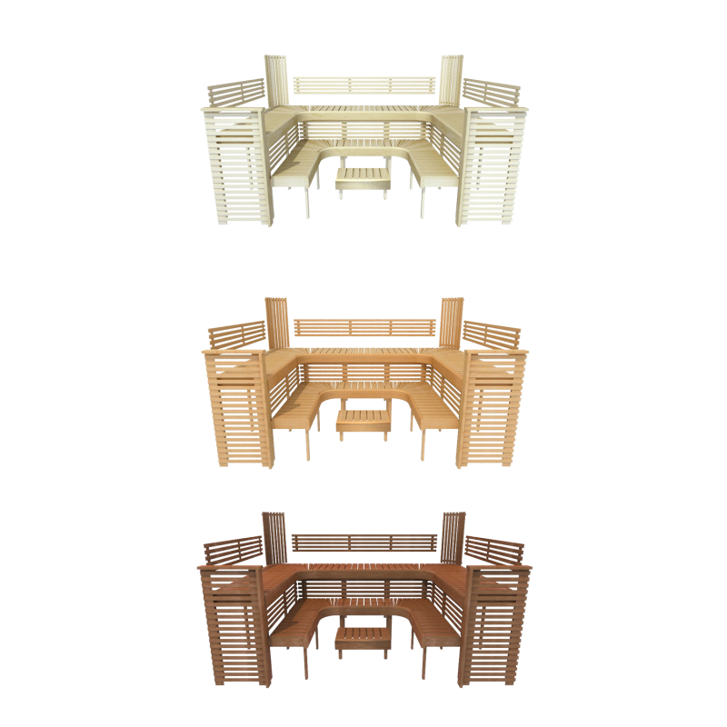 Modular sauna bench PROFESSIONAL, 3200x2090mm