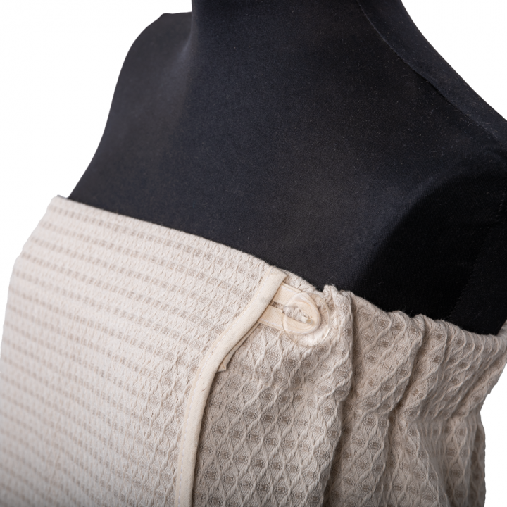 Gift set in a gift box for HER. Women's sauna hat and apron - LINEN, embroidered