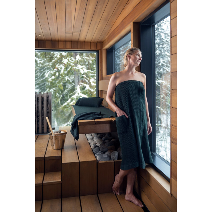 Gift set in a gift box RENTO KENNO FOR HER. Hair towel and apron, dark green