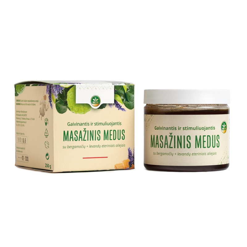 Refreshing and stimulating massage honey with bergamot, lavender, rosemary essential oils