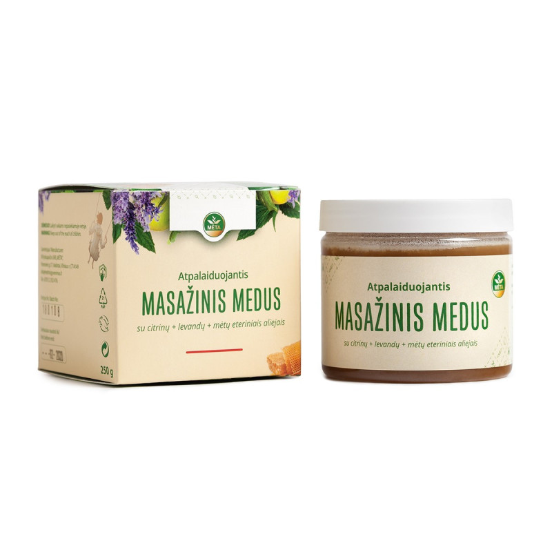 Relaxing massage honey with lavender, lemon, mint essential oils Relaxing massage honey with lavender, lemon, mint essential oils