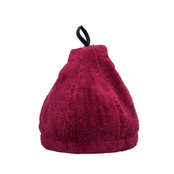 Gift set in a gift box for HER. Women's sauna hat and apron - BURGUNDY L - XL