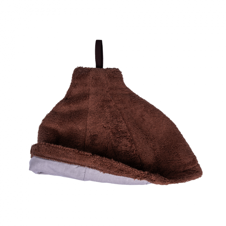 Gift set in a gift box for HIM. Men's sauna hat and apron - BROWN