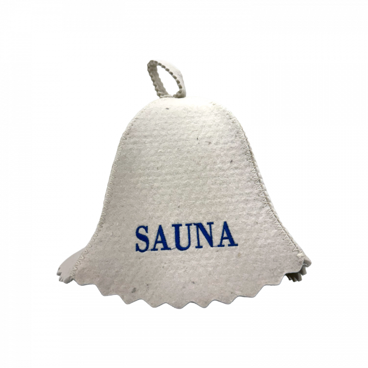 Sauna hat - SAUNA, with blue lettering