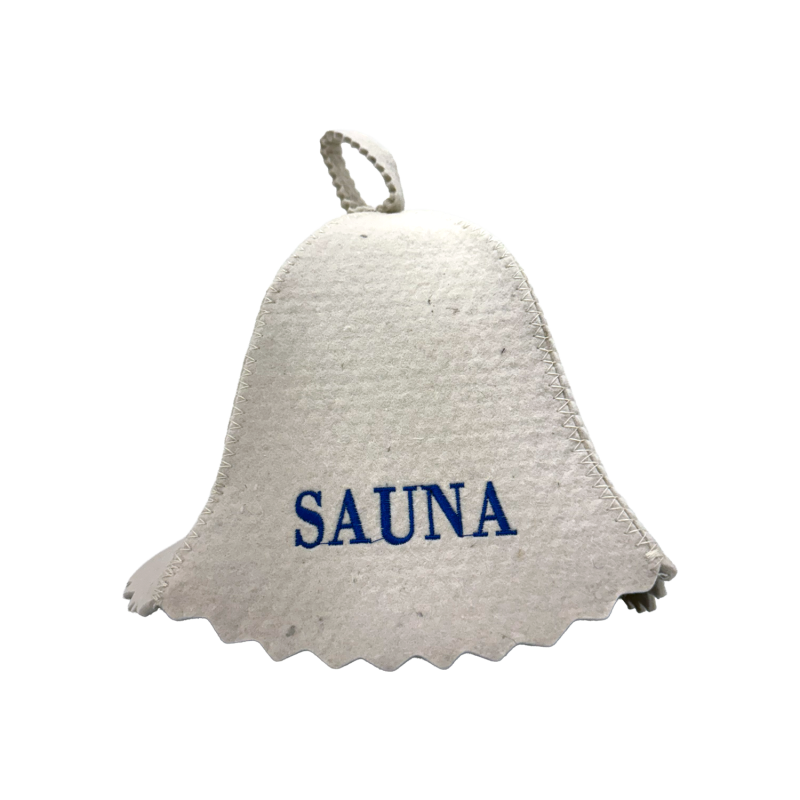 Sauna hat - SAUNA, with blue lettering