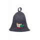 Sauna cap - SAUNA with bucket and whisk, gray
