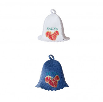 Sauna hat - SAUNA with red leaves