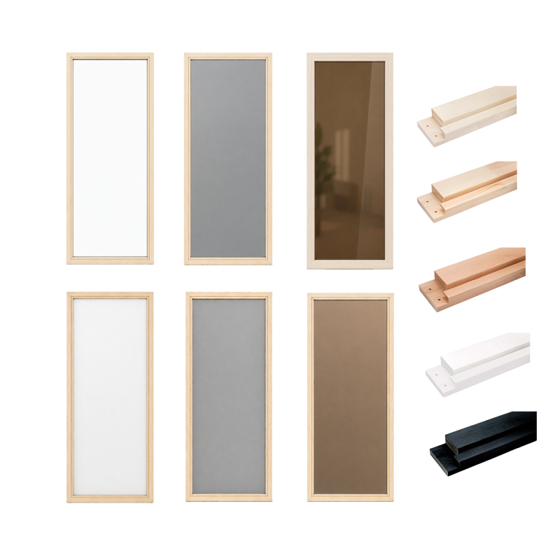 Sauna window with a wooden frame