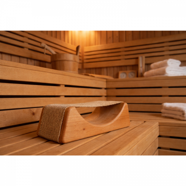 Alder sauna headrest with textile fabric