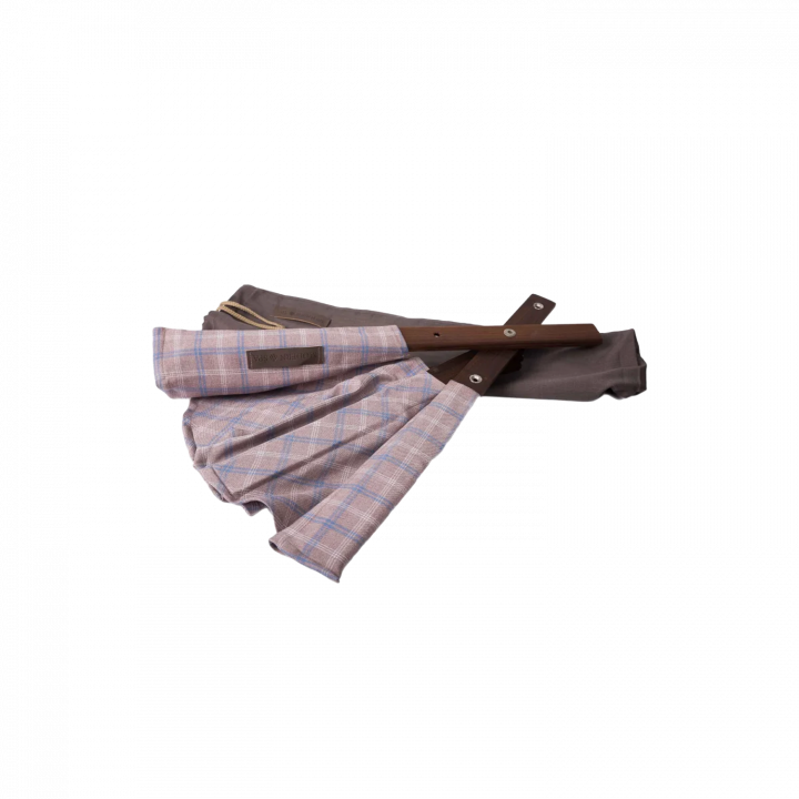 Sauna fan, light-colored checkered fabric