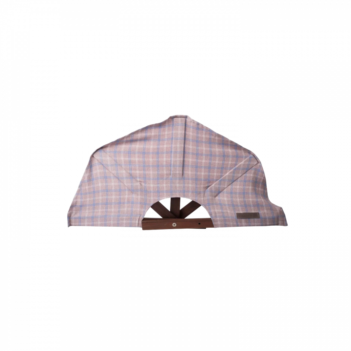Sauna fan, light-colored checkered fabric