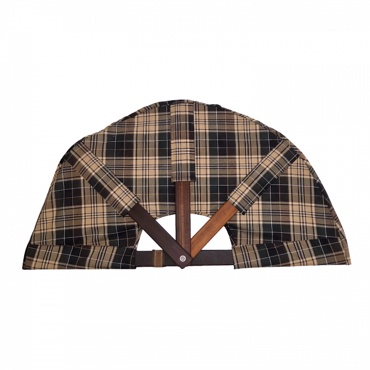Sauna fan, dark checkered material