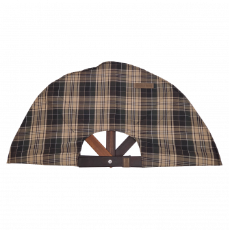 Sauna fan, dark checkered material