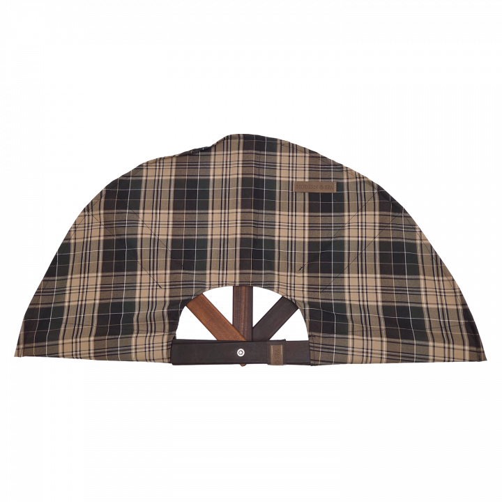 Sauna fan, dark checkered material
