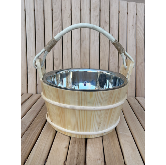 Pine Sauna Bucket with Stainless Steel Liner, 5 L