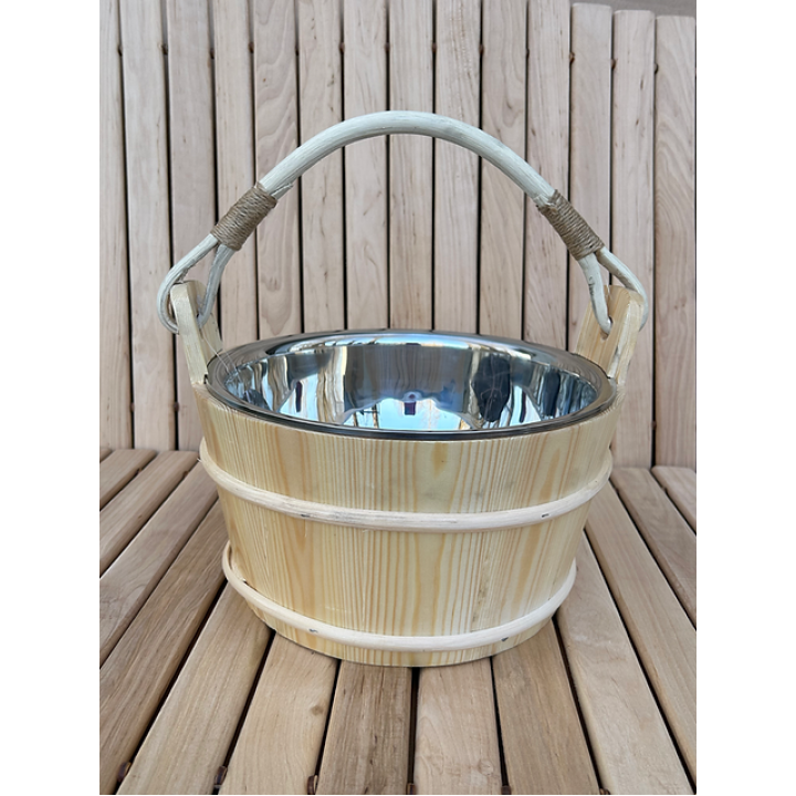 Pine Sauna Bucket with Stainless Steel Liner, 5 L