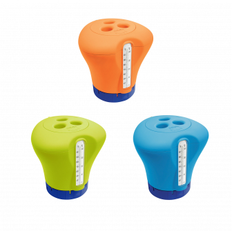 Floating dispenser with thermometer