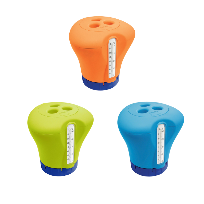 Floating dispenser with thermometer