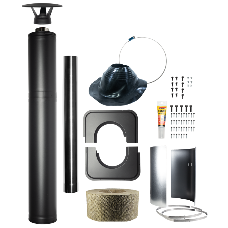 Steel insulated chimney set - HARVIA, black