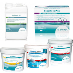 Maintenance kit with chlorine, for pools with a large filter  Maintenance kit with chlorine, for pools with a large filter