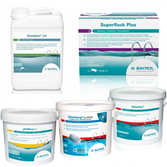 Maintenance kit with chlorine, for pools with a large filter
