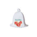 Sauna hat - SAUNA with red leaves - 2