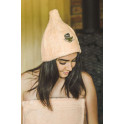 Gift set for Her - PEACH, in a gift box. Apron and hat for sauna - 3 Gift set for Her - PEACH, in a gift box. Apron and hat for sauna - 3