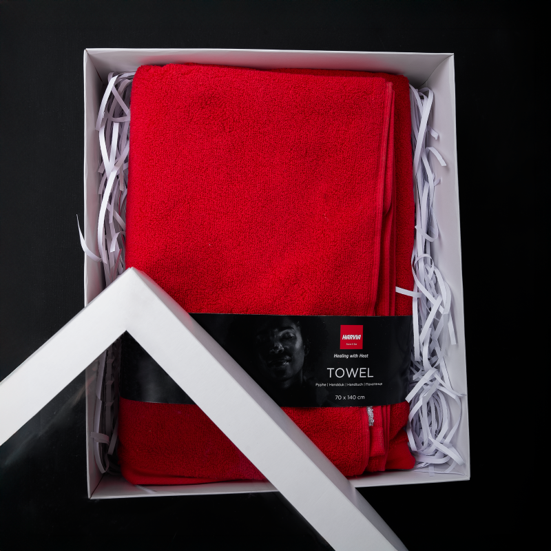Towel in a gift box, HARVIA, 70 x 140cm, red