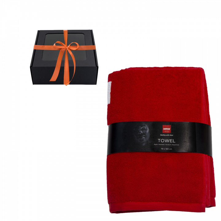Towel in a gift box, HARVIA, 70 x 140cm, red