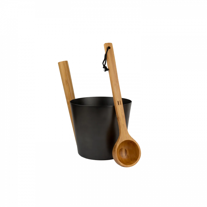 RENTO aluminum bucket and ladle set, black