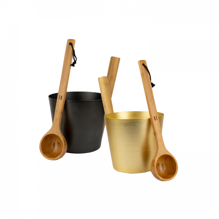 RENTO aluminum bucket and ladle set, black