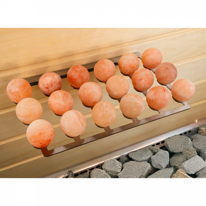 SAUFLEX salt balls for saunas – 18 pcs. set with stand