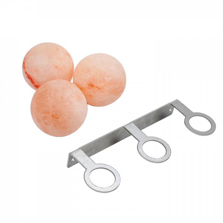 SAUFLEX Himalayan salt balls, with holder, 3 pcs
