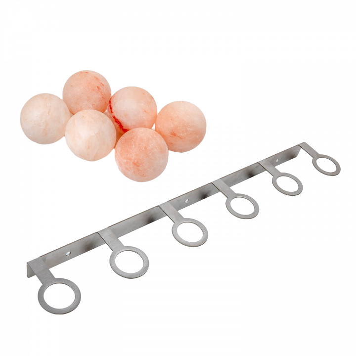 SAUFLEX Himalayan salt balls, with holder, 6 pcs